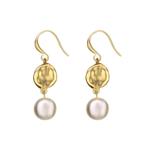 Irregular baroque style jewels 18k gold plated long drop hook dangle pearl earrings